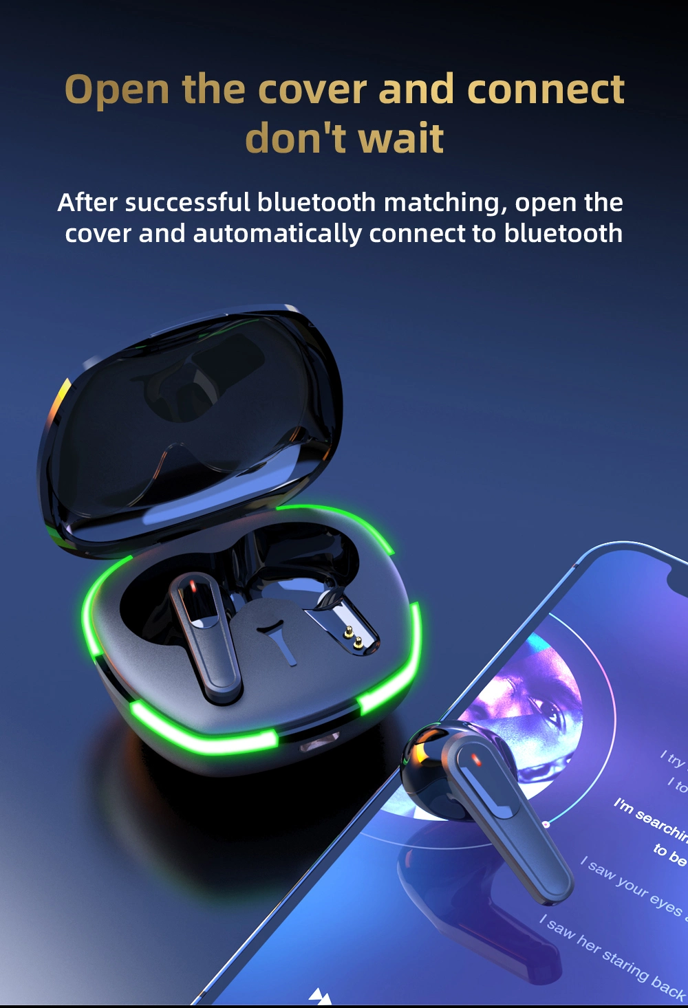 Newest RGB Light Gaming Tws Earbuds Wireless Earphone Bluetooth Headphone Wireless Headset for Mobile Phone with Mic