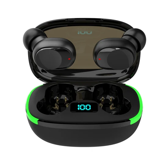 Humanized Design Black Tws Earbuds Wireless Headphone Bluetooth Headset with Recharging Bin for Mobile Phone